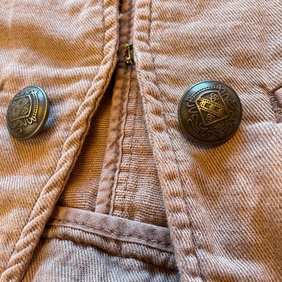 Free People Jagger Blazer Western Military Jacket Open Front Lace Up Cuff Beige - Picture 13 of 15